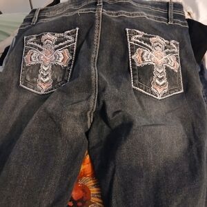 Black Embroidered Jeans